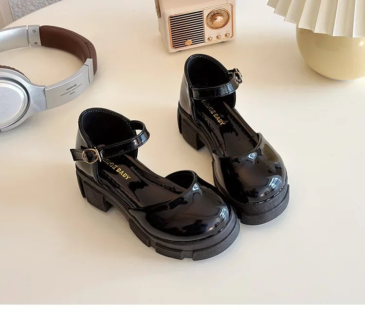 Children Leather Shoes for Girls New Fashion French Style Soft Anti-slippery Versatilel Chic Princess Mary Jane Shoe