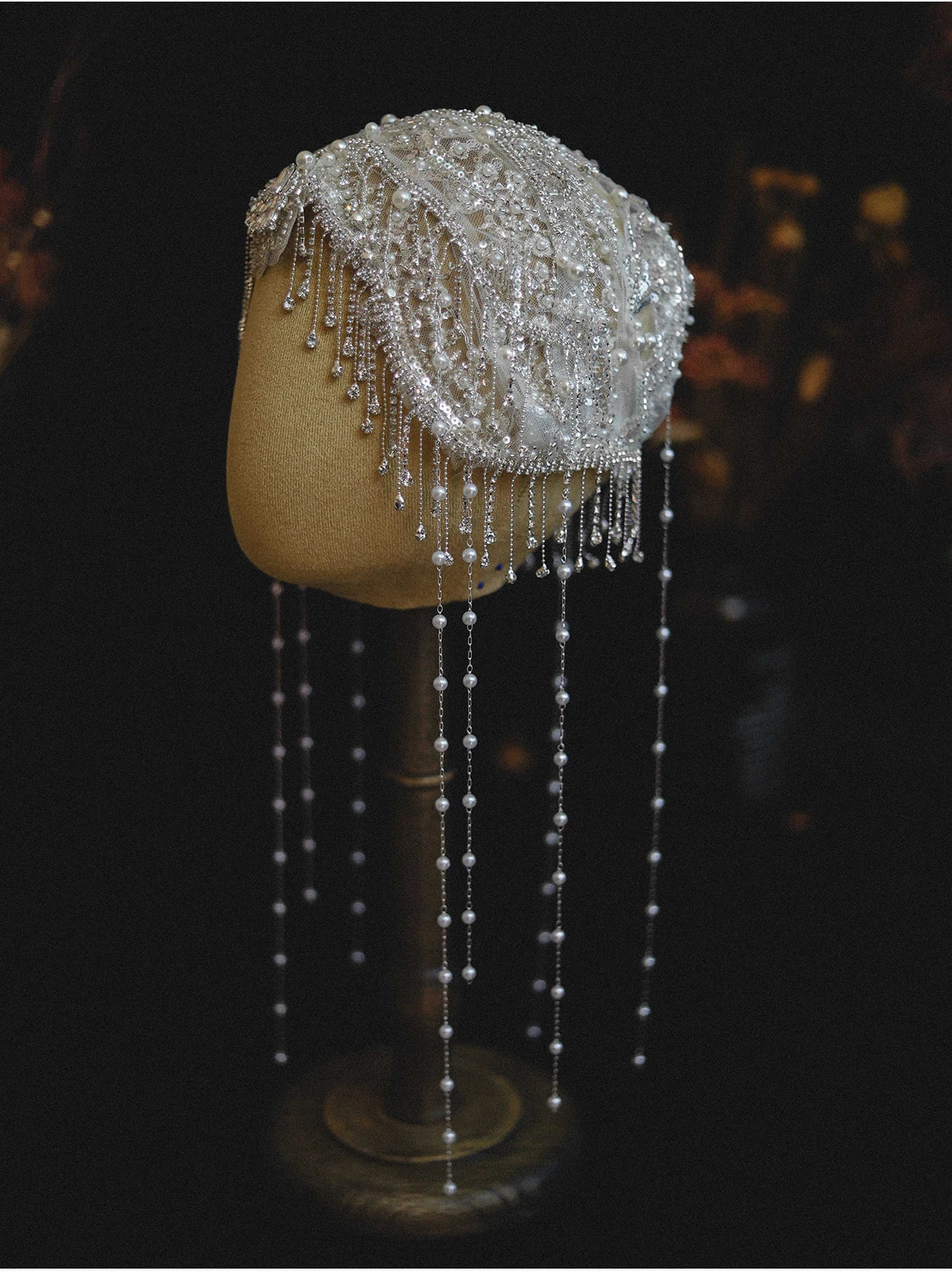 Fashion Exquisite Rhinestone Beaded Fringed Hat Yarn Bridal Wedding Personalized Retro Dress Wedding Photo Styling Jewelry