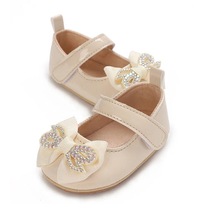 Spring and Autumn Bow Mary Jane Princess Shoes  Baby Girl Rubber Bottom Anti slip Sneaker