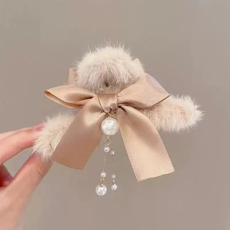 Hair Claw Headwear Women Fashion Faux Fur Hair Clip Acrylic Large Hair Claw Korea For Girl Winter Crab Barrette Hair Accessories