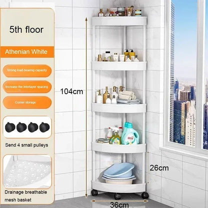 Tier Storage Shelf Rolling Cart Movable Bathroom Corner Triangle Shelfs Bathroom Corner Cabinet Shelf Rolling Storage Cart