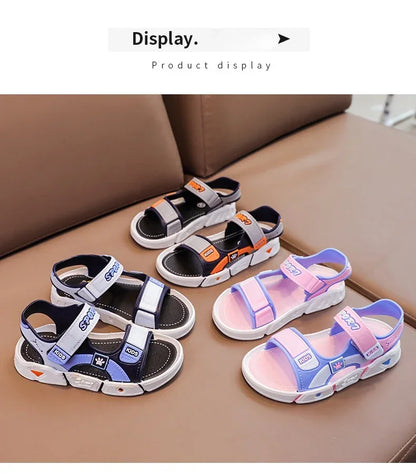 Children Sandals Summer Cartoon Soft Sole Anti Slip Boys Sandals Fashionable Girls Beach Shoes 4-10T Kid PVC Sandals