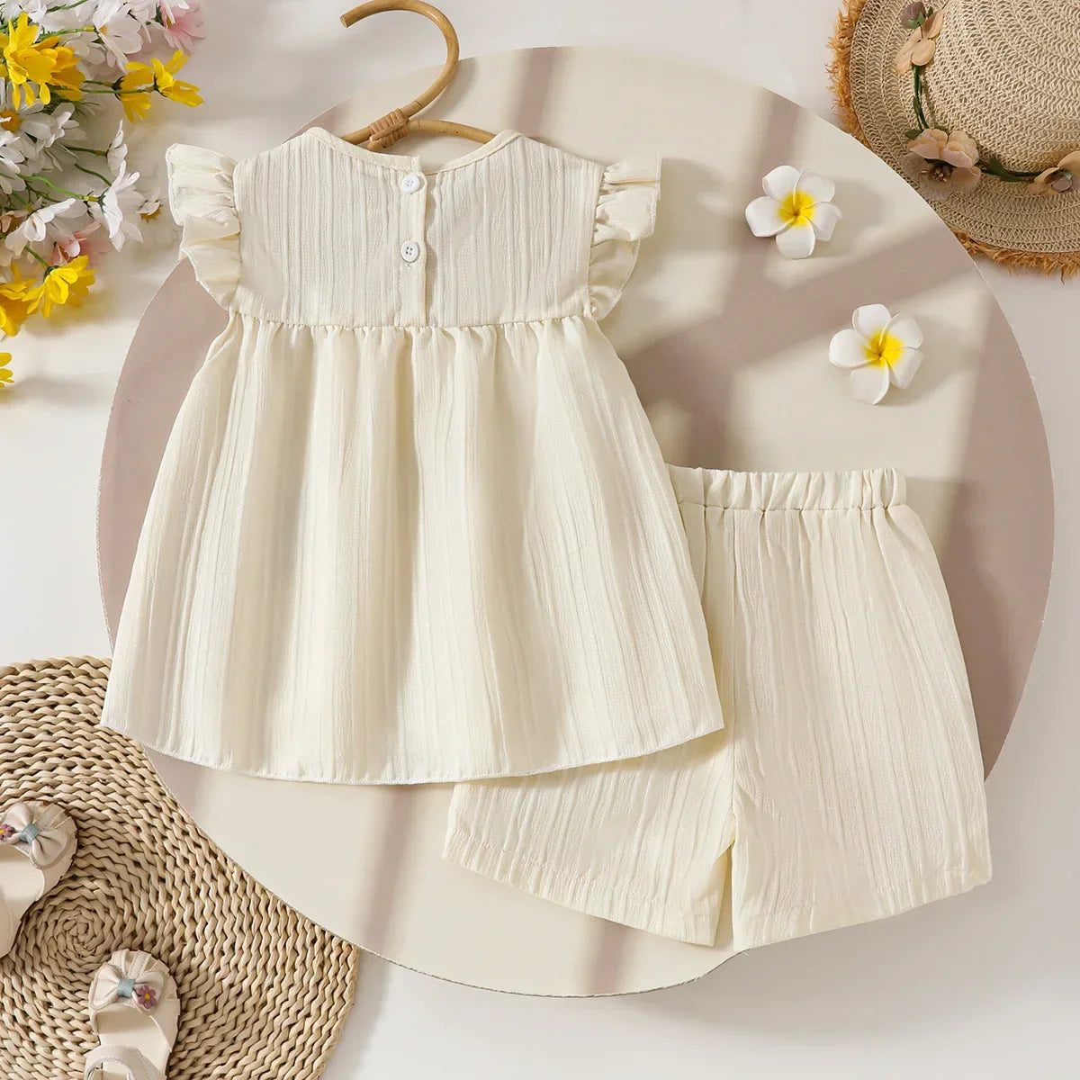 Children's Clothing Sets Small Flower Sleeveless Top + Bow Shorts 2pcs Sets Toddler Girl Clothes Kids Boutique Clothes