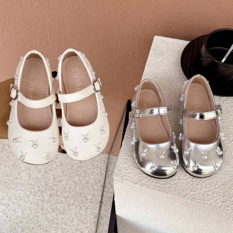 Child Princess Leather Shoe2025Four Seasons New Korean Edition Child FlatShoe  Glitter Girl Anti slip Versatile Le FuShoe
