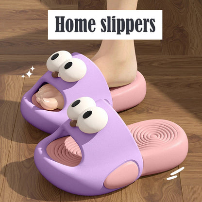 New Child Slippers Lovely Big Eyes Pattern Girls' Shoes EVA Thick Sole Ssandals For Kids Comfortable Girl Slippers