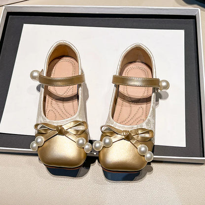 Fashion Girls' Shoes  Spring New Kids Leather Shoe Simple Versatile Girls Princess Shoes Anti Slip Child Flat Casual Shoe