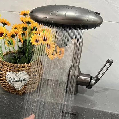 Multi Functional Waterfall Basin Faucet 4 Modes Stream Sprayer 360° Rotation Hot Cold Water Sink Mixer Stainless Steel  Wash Tap