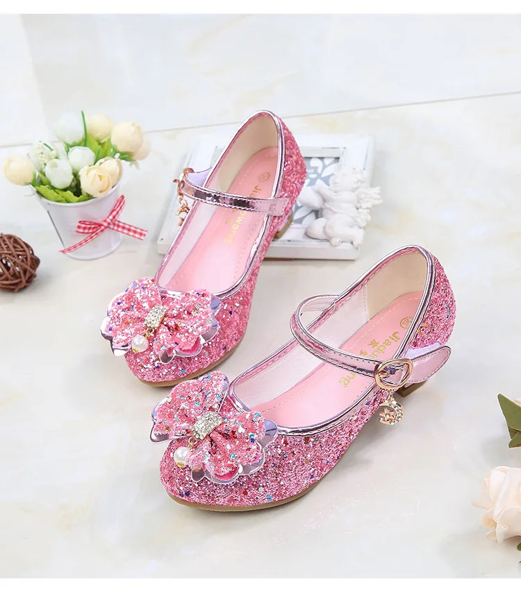 Children's Shoes  Princess Shoes Girl's Fashion Sandals Crystal Princess Shoes Blue Pink Silver