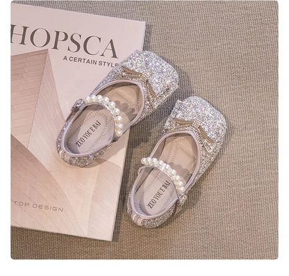 Girls Princess Shoe Soft Sole Ballet Dance Shoes Water Diamond Small Leather Shoes Mary Jane Shoes