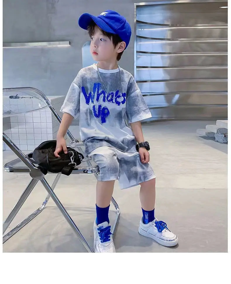 Teenage Boy Set kid clothing Suit Cotton Summer Outing Clothes Top Shorts 2PCS Clothing for Children's