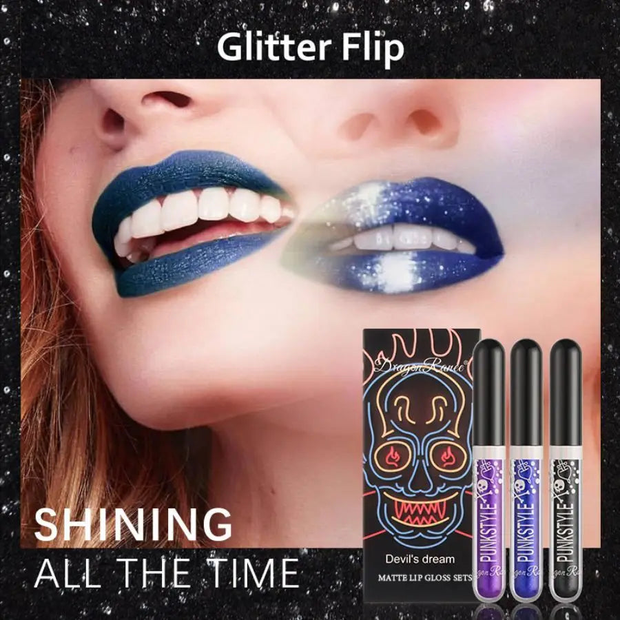 Lip Glaze Long-Lasting Matte Glitter Non-Fading Non-Stick Cup Non-Fading Lip Gloss Metal Shiny Lip Gloss Valentine's Day Gift Lip Glaze