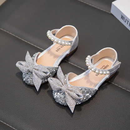 New Children Causal Dance Sandals Girls Rhinestone Flat Sandals Non-slip Fashion Kids Sequins Princess Performance Shoes