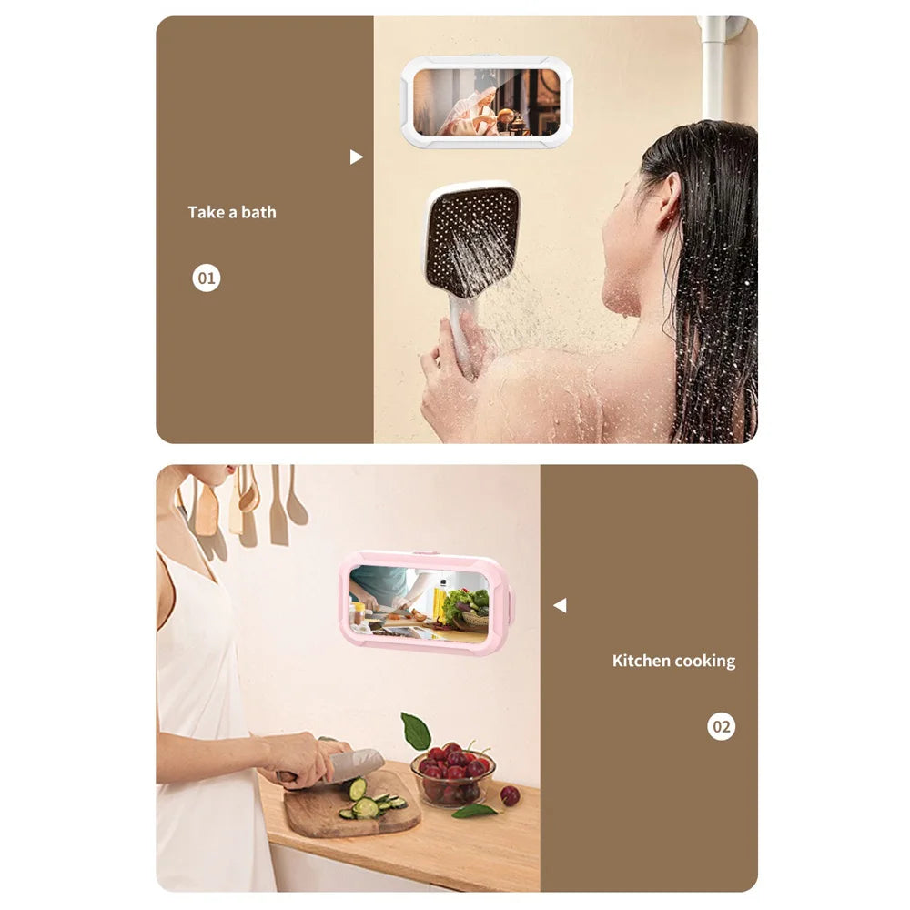 Waterproof phone storage box, can be rotated for appeal, and can be used for both showering and watching TV shows