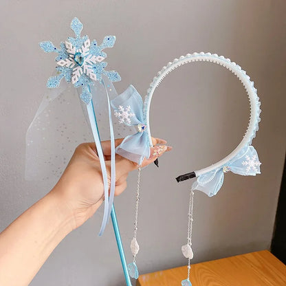 Baby Girls Pink Butterfly Fairy Magic Wand Toddler Snowflake Princess Cos Props Mermaid Cos Crown Photography Props