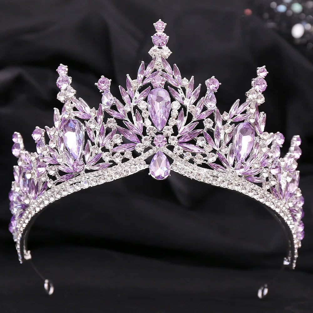 Luxury Big Water Drop Crystal Opal Tiara For Women Girls Wedding Bridal Birthday Party Crown Hair Dress Accessory