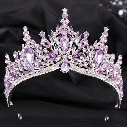 Luxury Big Water Drop Crystal Opal Tiara For Women Girls Wedding Bridal Birthday Party Crown Hair Dress Accessory