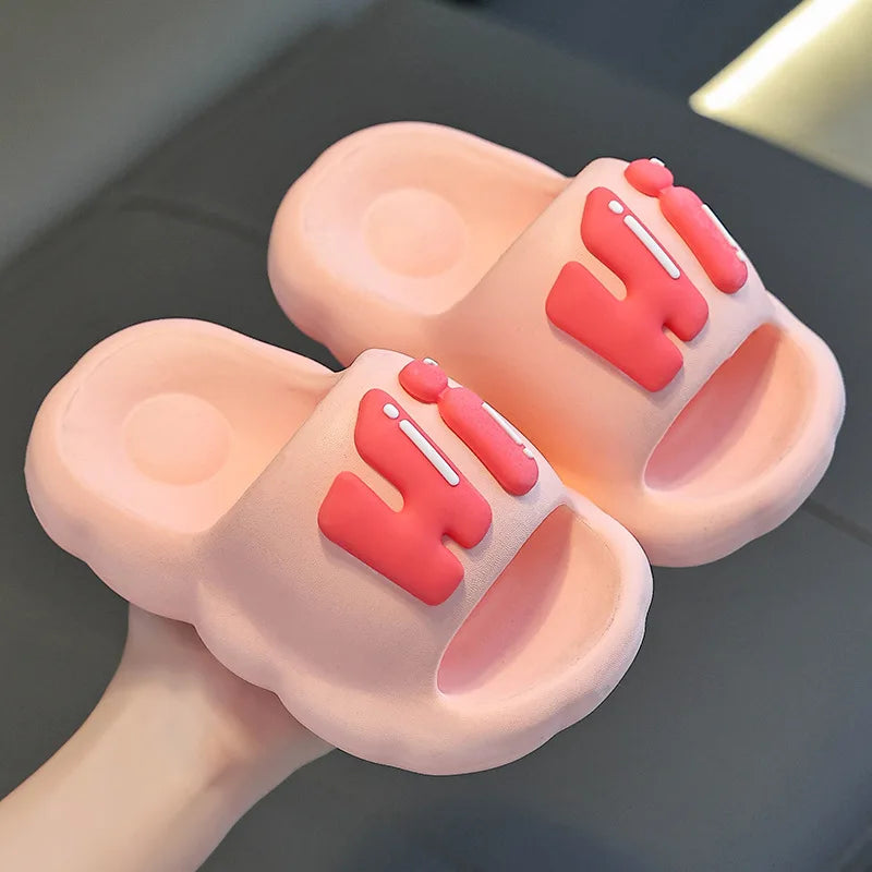 Boy HI Bathroom Slippers Girls Indoor Anti Slip Soft Bottom Home Slippers Parent Child Slippers