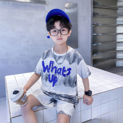 Teenage Boy Set kid clothing Suit Cotton Summer Outing Clothes Top Shorts 2PCS Clothing for Children's