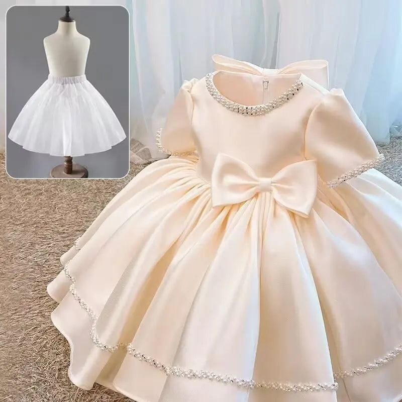 Wedding Bow Girl Dress Suitable for Girls  Dresses V-neck Long sheer Party Costume Carnival Costume