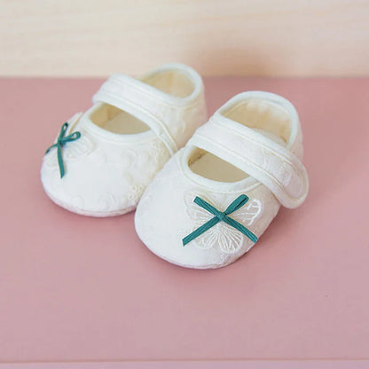 Baby Girl Cute Flats Non-slip Soft Soles Butterfly/Cherry Mary Jane Shoes Casual Walking Shoes for Newborn Toddler