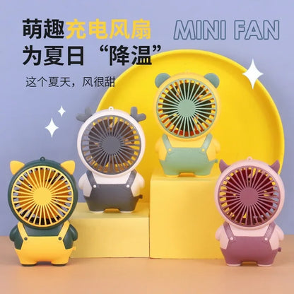 Portable Handheld Fans USB Charging Cartoon Desktop Mini Fan Fisherman Student Summer Outdoor Climbing Fishing Tools Fans