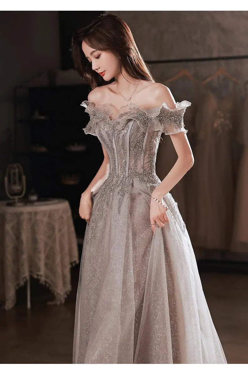 Banquet Evening Dress for Women New Style Spring and Summer One Shoulder Elegant Annual Meeting Host Fairy Style Birthday Dress