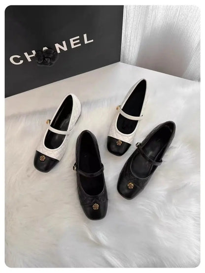 Spring and Autumn temperament commuting shallow mouth single shoe square toe Mary Zhen single shoe women
