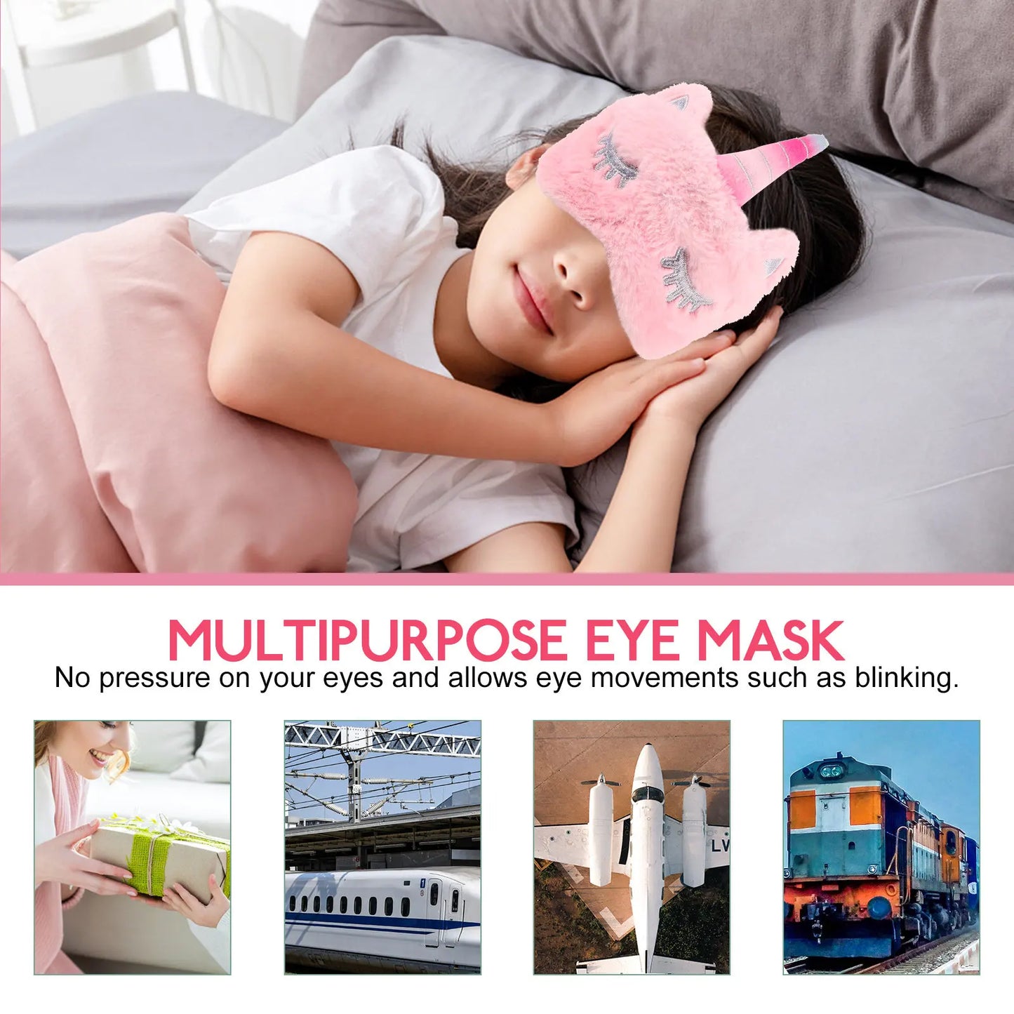 Lightweight Unicorn Eye Mask Soft Breathable Sleep Cover No Pressure for Night Travel Work Naps Sleep Mask Eye Cover