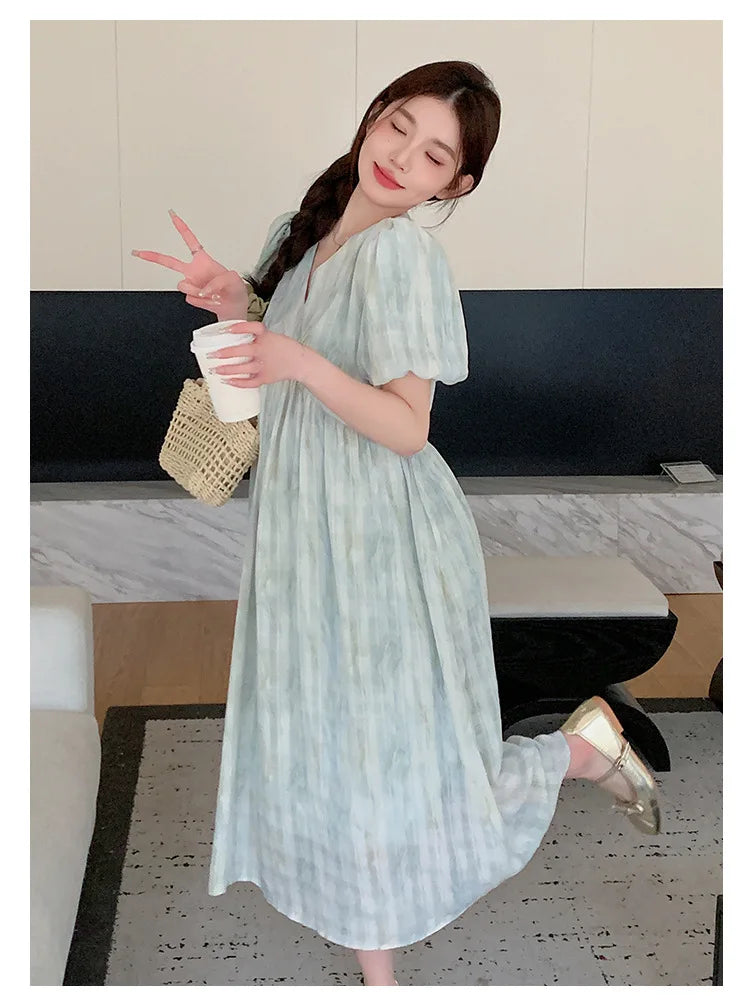 Pregnant Women's Dress Summer  Fashionable Western Style Loose Belly Covering French High Waisted Long Skirt