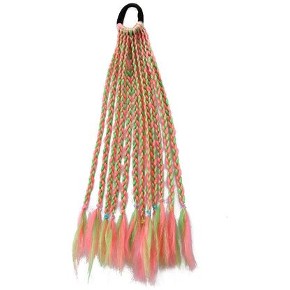 Girls Dirty Braids Colorful Twist Tie Wigs Ponytail Kids Hair Accessories Headbands Rubber Bands Princess Headwear
