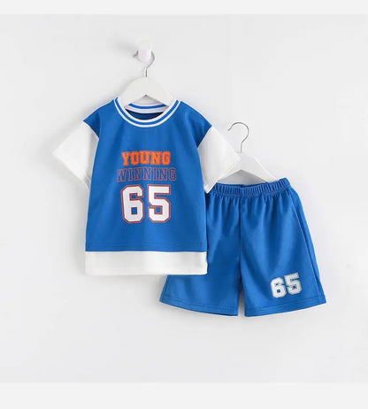 Boys Clothes Sets Summer Breathable Tracksuit Fashion Children's Sports Two Piece Set T-shirt + Shorts Suits