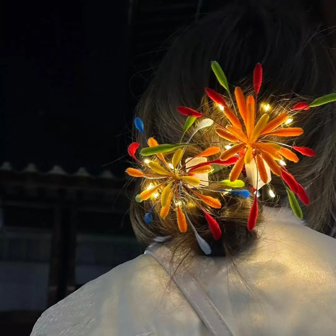 Twist Bar Fire Works Hair Clip Women Fashion Spring Festival Eve Atmosphere Photography Props New Year Hairpin Hair Accessory