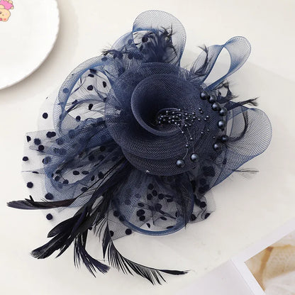 Women's Fashion Flower Feather Bead Hair Clip Bridal Hairband Brida Barrettes Hair Accessories Jewelry