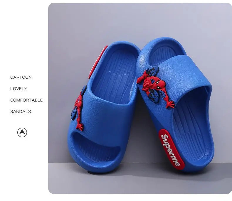 Anime peripheralsMarvel cartoon Spider-Man children's home anti-slip sandals New flip-flop boys soft-soled beach sandals EVA