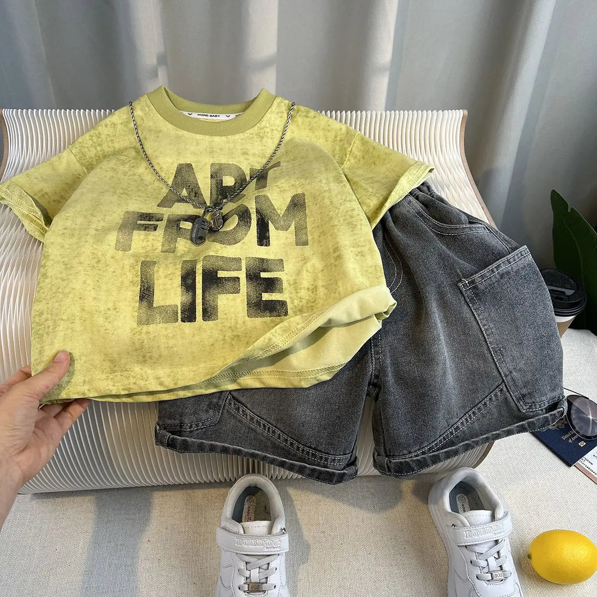 Hot Sale Fashion Baby Boy Suit Summer Clothes Short Sleeve T-shirt Short Jeans 2 Piece Set Kids Outfit Children's Costume
