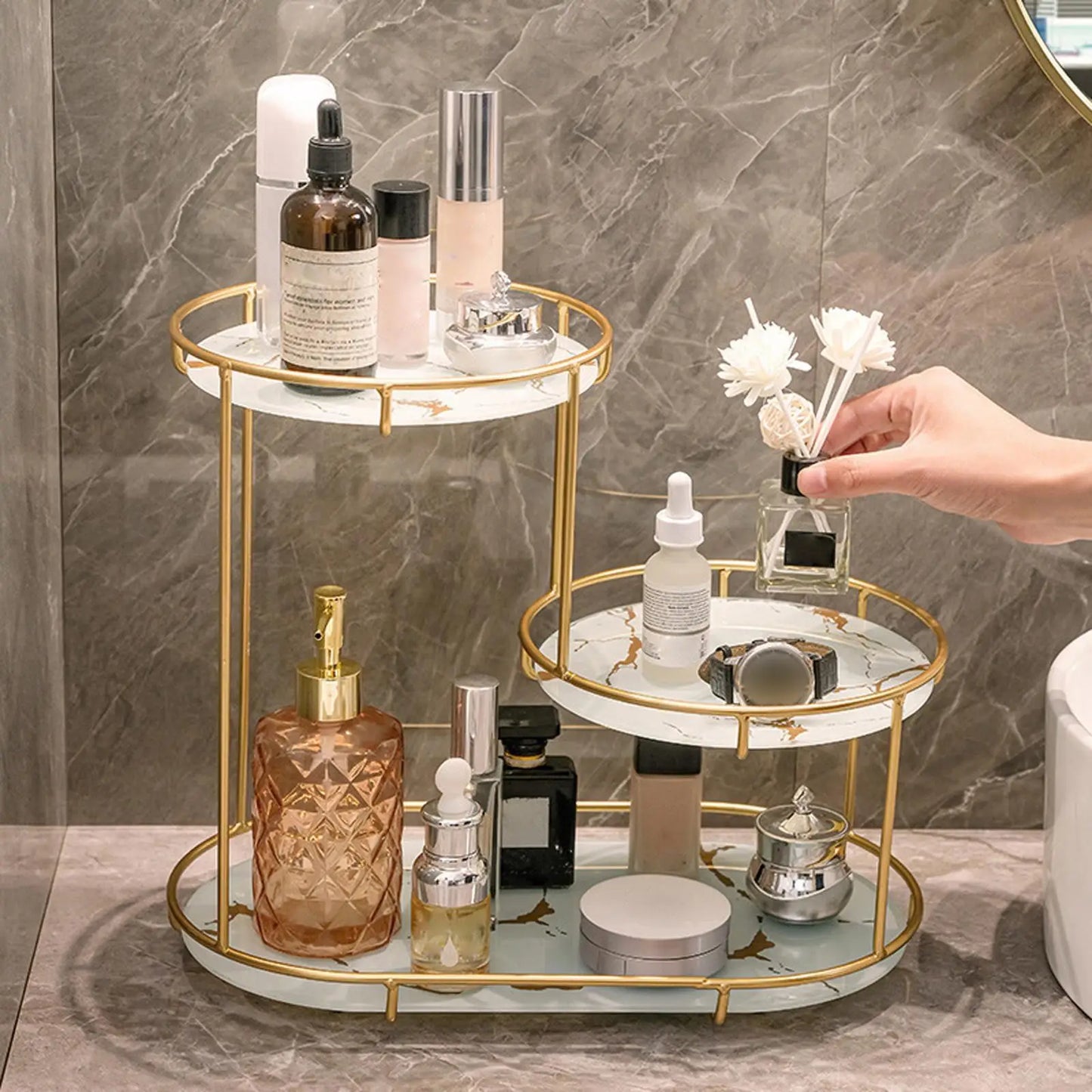 Cosmetic Decorative Tray three tier Perfume Organiser for Bathroom Decor