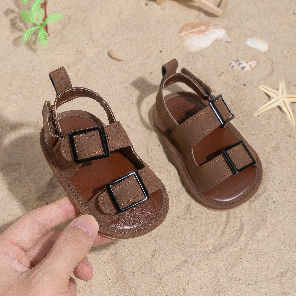 Casual Style Buckle Decoration Beach Baby Sandals Anti-slip Comfortable Soft-soled Baby First Walkers