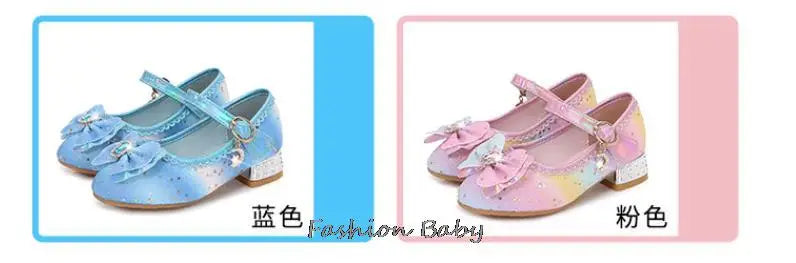 Princess Shoes Children Shoes Round-Toe Soft-Sole Big Girls High Heel Princess Crystal Party Shoes Single Shoes