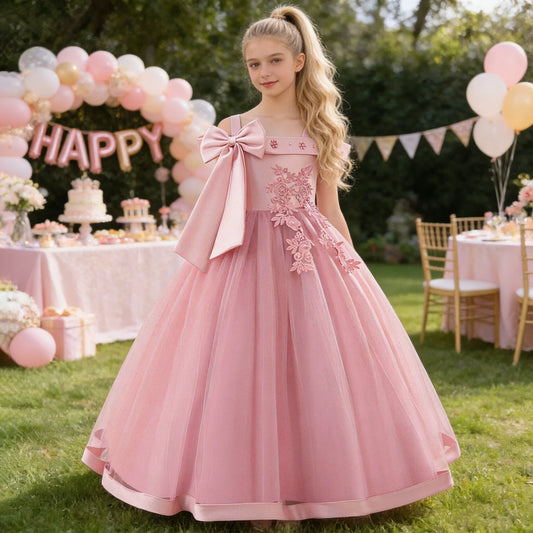 Fashion Bridesmaids Party Girls Dresses Elegant Flower Wedding Princess Dress for Girl Birthday Evening Prom Christmas Costumes