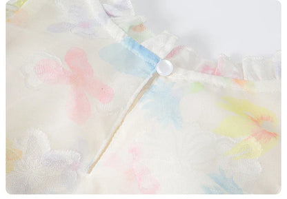 Summer girl's dress new style children's Western style floral chiffon princess dress printed baby's park play skirt