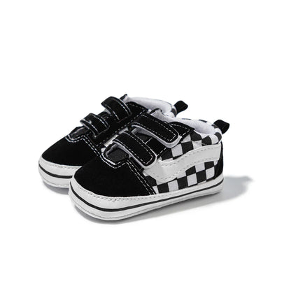 Baby Boy Girl Shoes Canvas Sneakers Non-slip Rubber Sole Plaid Streaks First Walkers Infant Baby Unisex Casual Shoes