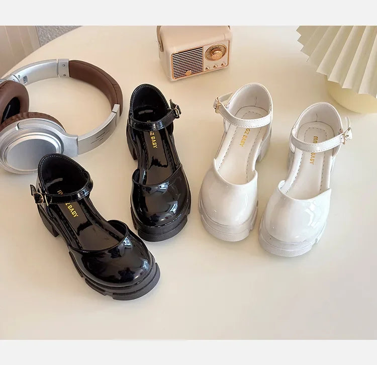 Children Leather Shoes for Girls New Fashion French Style Soft Anti-slippery Versatilel Chic Princess Mary Jane Shoe