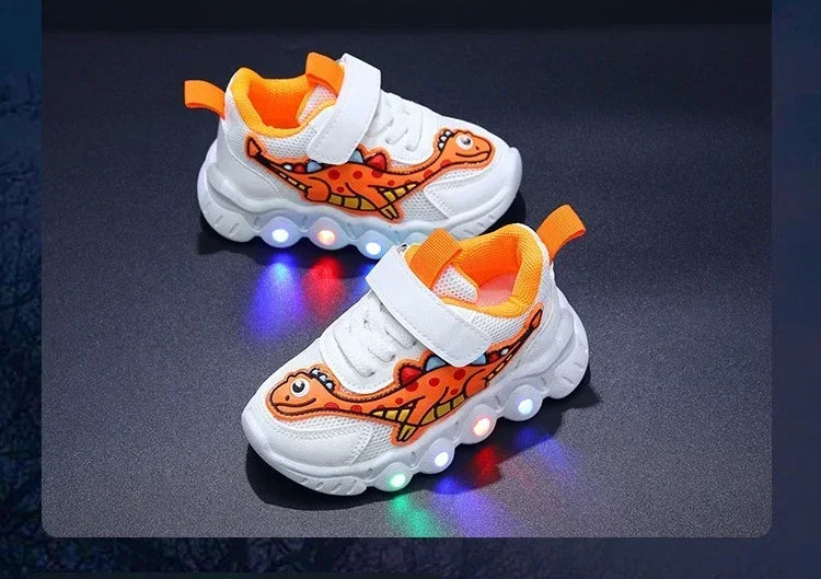 Children Cute Cartoon Boys Casual Sneaker for Children Shoes Girl Mesh Breathable Lighting Shoes Baby Illuminated Shoe
