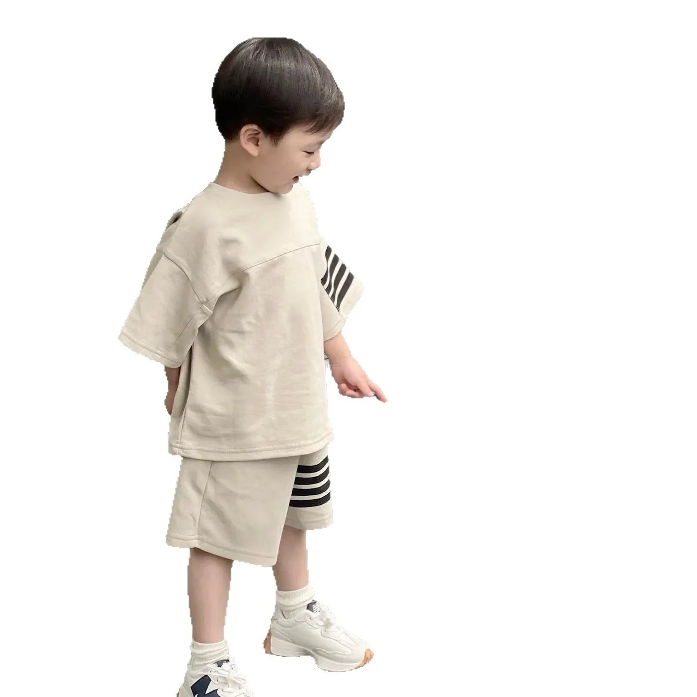Kids Sportswear 2 Piece Set Korean Style Short Sleeve and Shorts Outfit for Boys and Girls