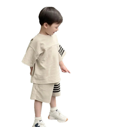 Kids Sportswear 2 Piece Set Korean Style Short Sleeve and Shorts Outfit for Boys and Girls