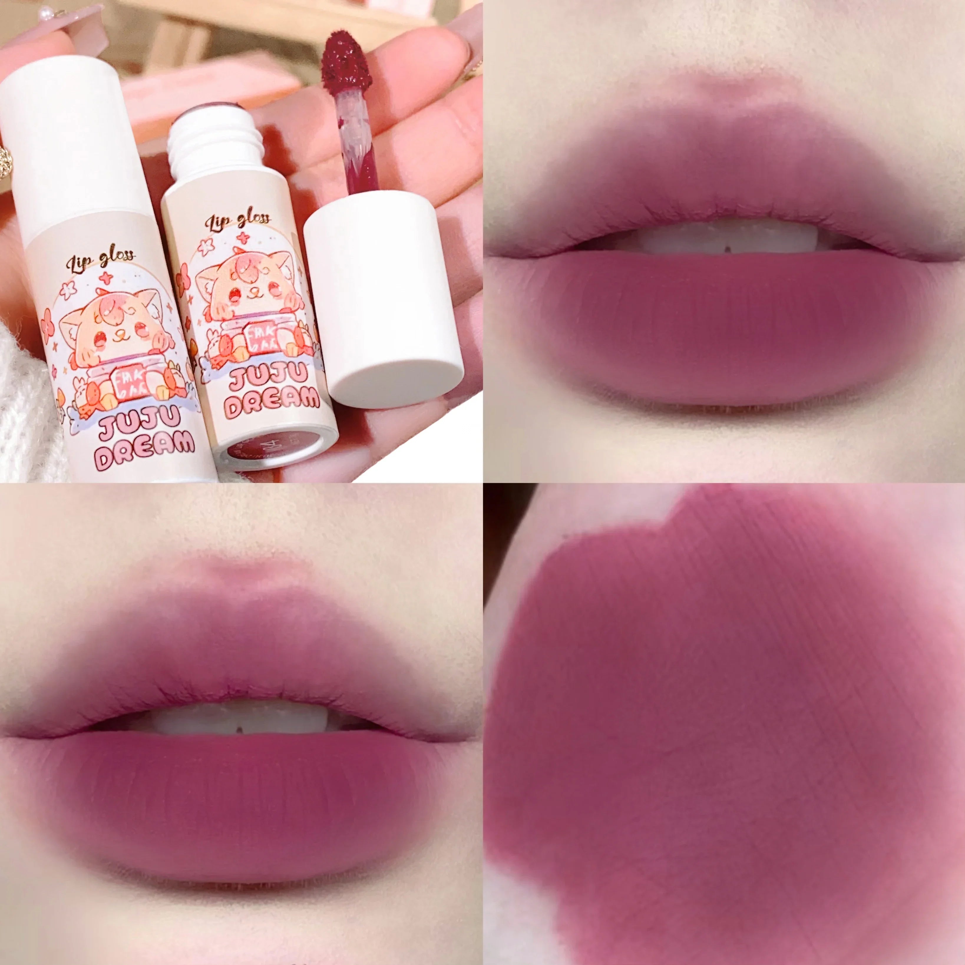 JUJU velvet lip glaze matte matte fake plain white honey peach cheap lip paste