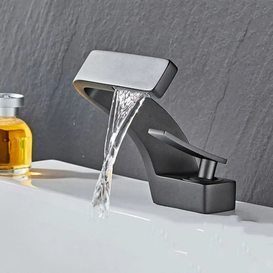 Matte Golden White Basin Faucet Black Chrome Brushed Gold Mixer Tap Hot Cold Water Single Handle Waterfall Tap Bathroom Use