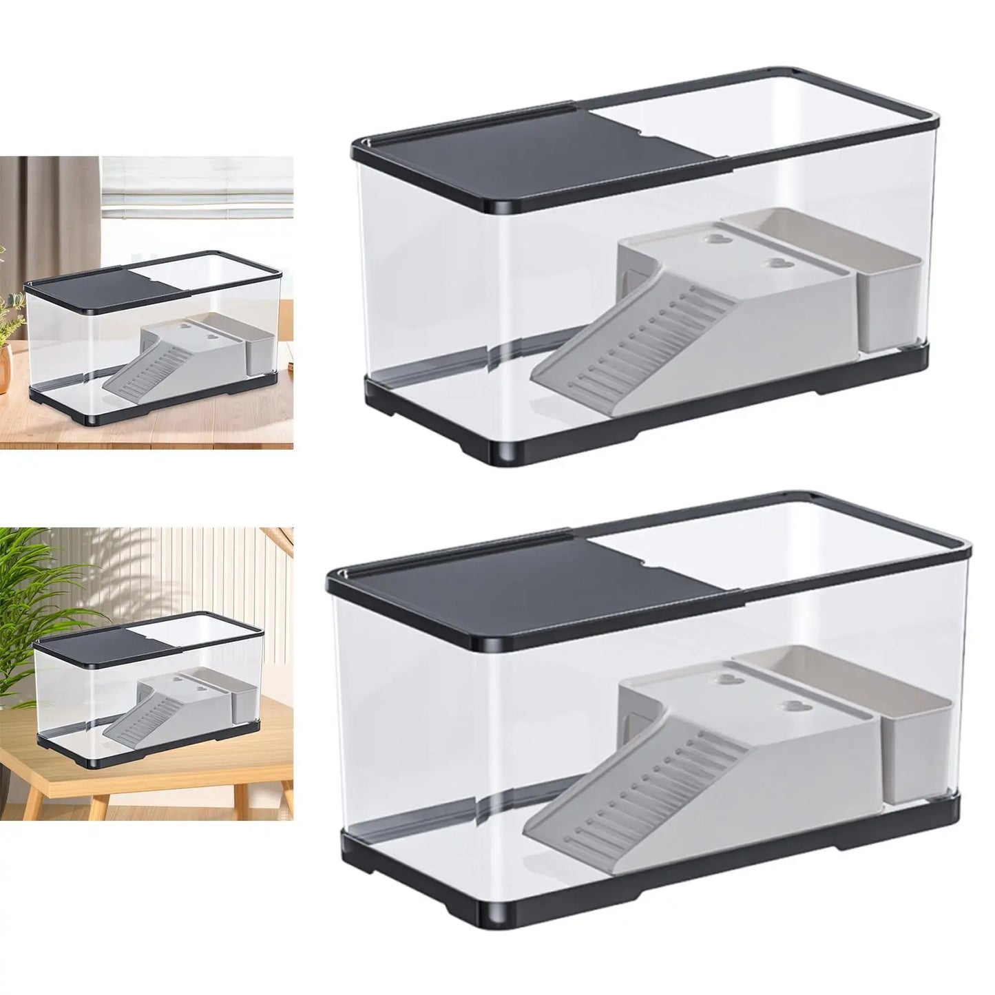 Reptile Habitat Turtle Aquarium Box with Lid Multifunction Terrarium Supplies for Turtles Fishes Amphibians