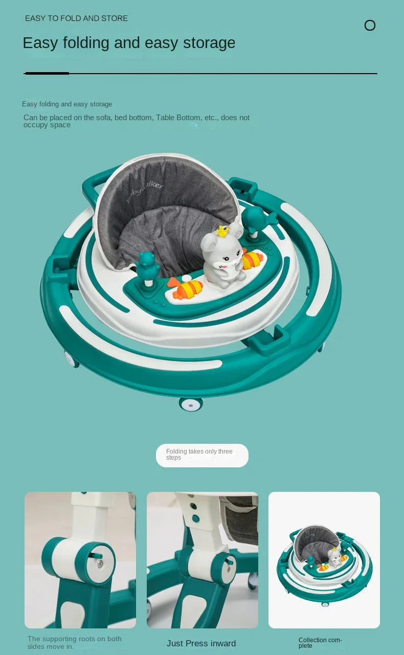 Lazychild Baby Walker 8-gear Adjustable Multi-function Anti-O-leg Anti-rollover Folding Baby Starting Car 5-18 Months Hot New