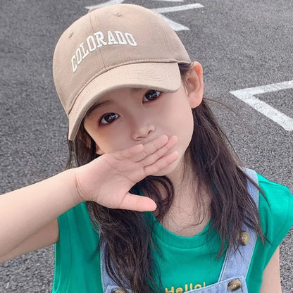 Fashion Letter Children Baseball Hat Solid Cotton Kids Duck Tongue Cap